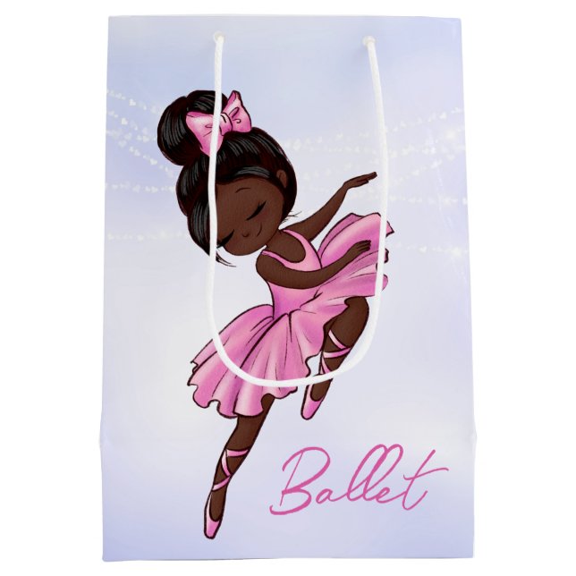 Sacola Para Presentes Média Balé Afro-Americano Ballerina Rosa Tutu (Verso)