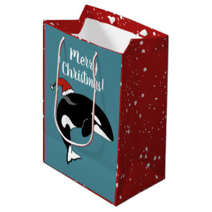 Sacola Para Presentes Média Baleia Assassina de Orca de Natal