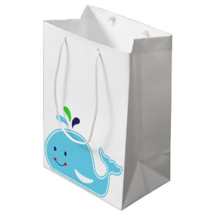 Sacola Para Presentes Média Baleia de Bebês