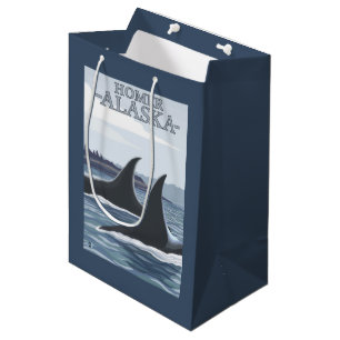 Sacola Para Presentes Média Baleias #1 da orca - local, Alaska