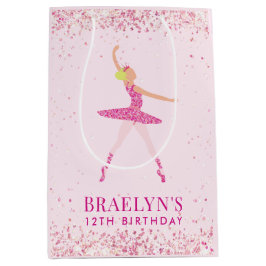 Sacola Para Presentes Média Ballerina Glitter Confetti Aniversário Design