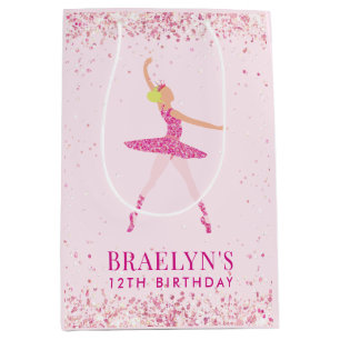 Sacola Para Presentes Média Ballerina Glitter Confetti Aniversário Design