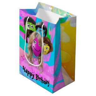 Sacola Para Presentes Média Baloes de Aniversário Divertidos  