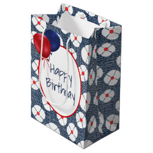 Sacola Para Presentes Média Balões de Aniversário no Saco do Presente Médio