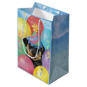 Sacola Para Presentes Média Balões de Aniversário Rottweiler Saco de Presente