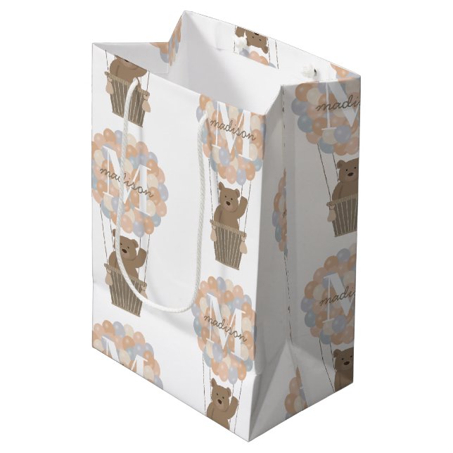 Sacola Para Presentes Média Balões de Ar Quente de Urso Cinto Monograma Sexo N (Frente inclinada)