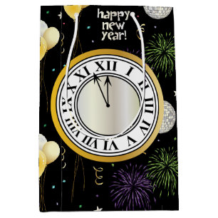 Sacola Para Presentes Média Balões de Festa de Ano Novo 