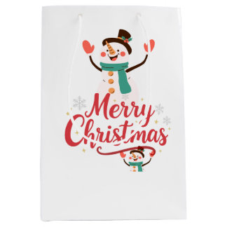 Sacola Para Presentes Média Bálsamo Labial Festivo Homem de Neve Natal Feliz