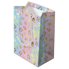 Sacola Para Presentes Média Bandana de Pele de Leopardo em Cores Pastel