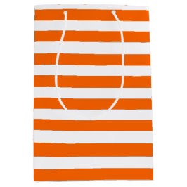 Sacola Para Presentes Média Bandas brancas e laranja