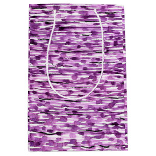 Sacola Para Presentes Média Bandas de Aquarela Abstrato púrpura