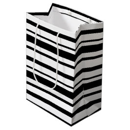 Sacola Para Presentes Média Bandas irregulares a preto e branco