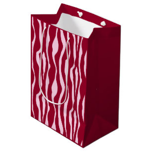 Sacola Para Presentes Média Bandas-zebra - Borgonha e Rosa