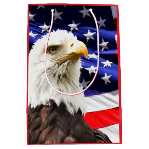 Sacola Para Presentes Média Bandeira Americana com Águia Balda