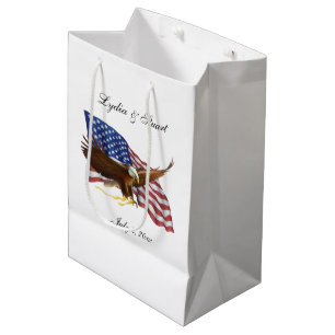 Sacola Para Presentes Média Bandeira Americana e Casamento de Águia