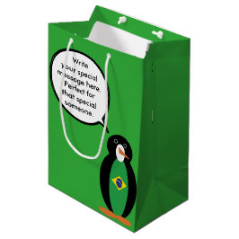 Sacola Para Presentes Média Bandeira Brasileira Falando Sra. Penguin Personali
