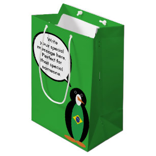 Sacola Para Presentes Média Bandeira Brasileira Ms Penguin Personalizada Falan