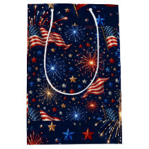 Bandeira com Padrão de Fogos de Artifício Patrióti