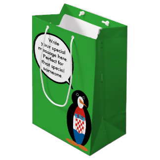 Sacola Para Presentes Média Bandeira Croata Ms Penguin Falante Personalizada 