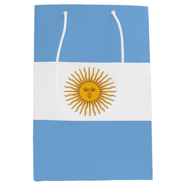 Sacola Para Presentes Média Bandeira da Argentina (Frente)