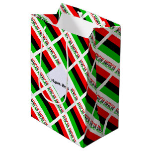 Sacola Para Presentes Média Bandeira da Diáspora Afro-Americana Personalizada