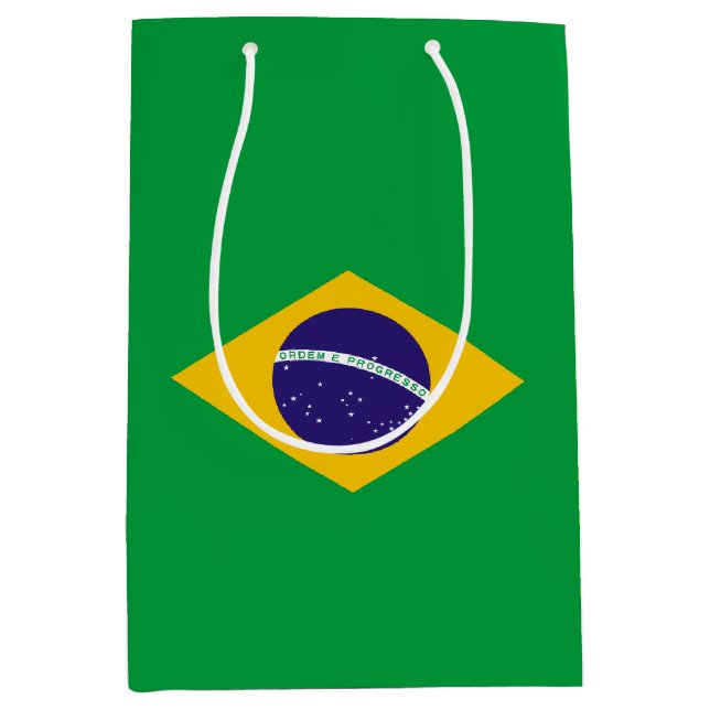 Sacola Para Presentes Média Bandeira de Brasil (Frente)
