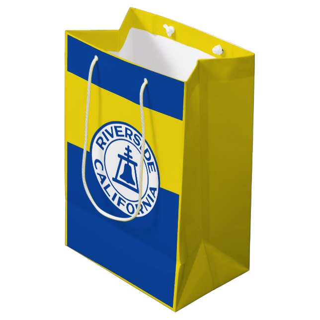 Sacola Para Presentes Média Bandeira de Riverside, Califórnia (Frente inclinada)