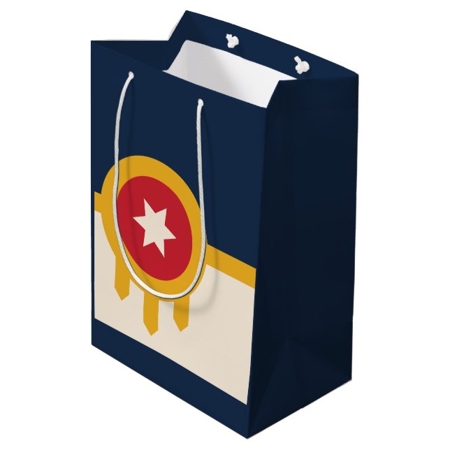 Sacola Para Presentes Média Bandeira de Tulsa, Oklahoma (Verso inclinado)