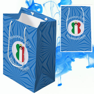 Sacola Para Presentes Média Bandeira do Anjo Italiano para Hanukkah