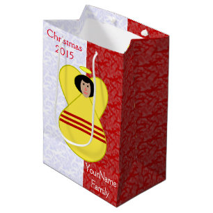 Sacola Para Presentes Média Bandeira do Anjo Vietnamita do Sul em Vermelho e B