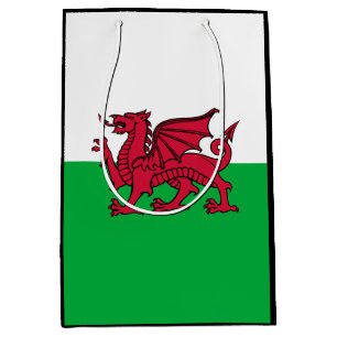Sacola Para Presentes Média Bandeira do Dragão do País de Gales, Bandeira Naci