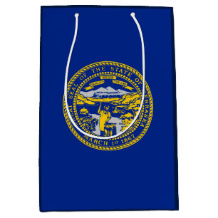 Sacola Para Presentes Média Bandeira do Estado de Nebraska Design