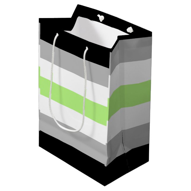 Sacola Para Presentes Média Bandeira do Orgulho Agênero (Frente inclinada)