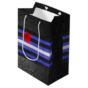 Sacola Para Presentes Média bandeira do orgulho de couro SlipperyJoe's preta a