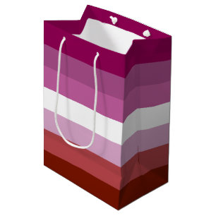 Sacola Para Presentes Média bandeira do orgulho lésbico feminino da SlipperyJo