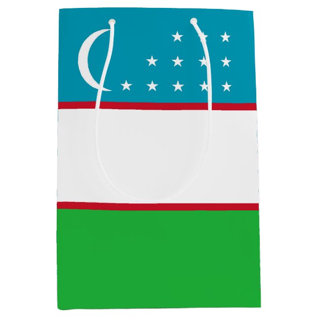 Sacola Para Presentes Média bandeira do Usbequistão (Frente)