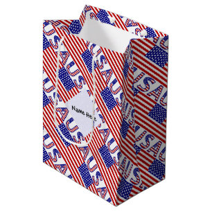 Sacola Para Presentes Média Bandeira dos EUA e dos Estados Unidos da América T
