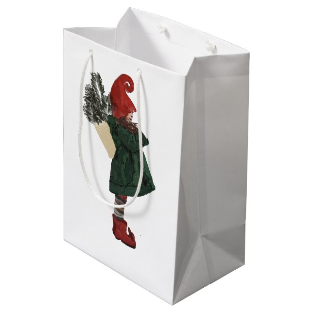 Sacola Para Presentes Média Bandeja de Natal presente (Verso inclinado)