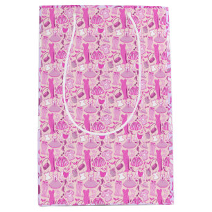 Sacola Para Presentes Média Barbiecore Moda Rosa e Rosa Quente