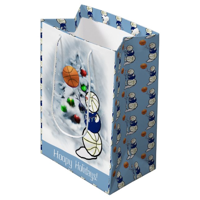 Sacola Para Presentes Média Basball Snowman Natal (Frente inclinada)