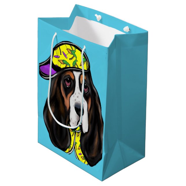 Sacola Para Presentes Média Basset Hound  (Frente inclinada)