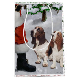 Sacola Para Presentes Média Basset Hound Acredite no Natal