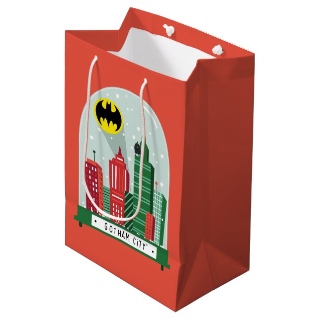 Sacola Para Presentes Média Batman Gotham City™ Snow Globe Graphic (Frente inclinada)
