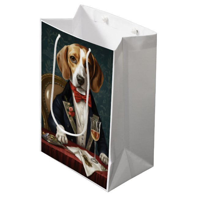 Sacola Para Presentes Média Beagle Ano Novo (Frente inclinada)
