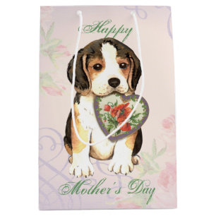 Sacola Para Presentes Média Beagle Heart Mãe