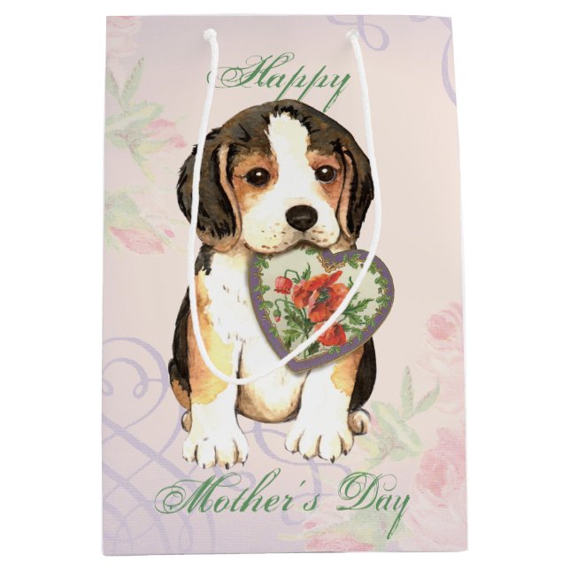 Sacola Para Presentes Média Beagle Heart Mãe (Frente)