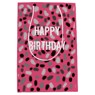 Sacola Para Presentes Média Bean Preto da Geleia de Cinzas Rosa Personalizada