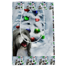 Sacola Para Presentes Média Bearded Collie Christmas