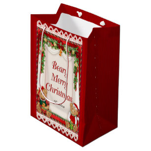 Sacola Para Presentes Média Beary Felry Christmas - Personalizar nome