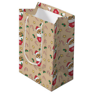 Sacola Para Presentes Média Beaver Natal Neve Inverno Beaver